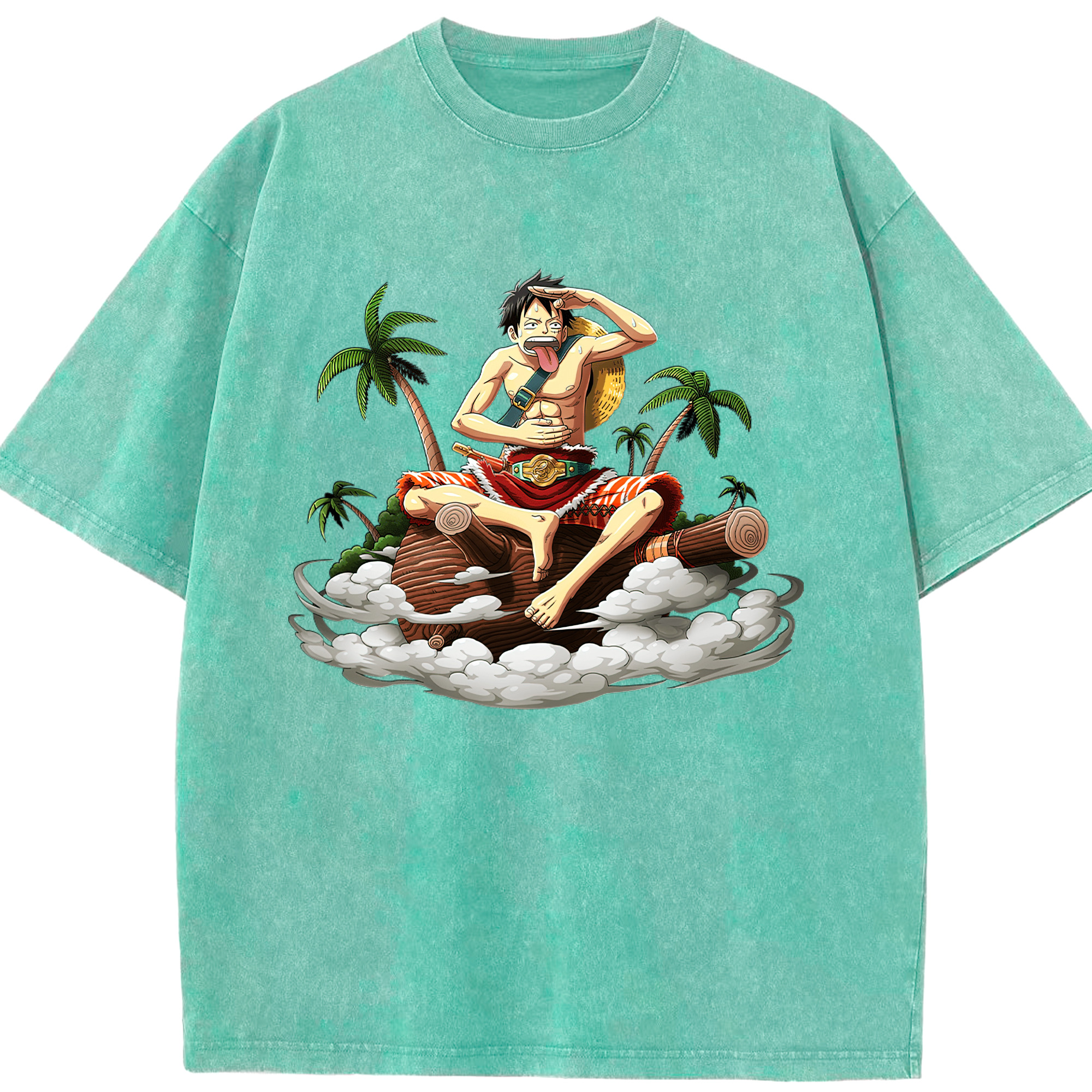 ワンピース モンキー・D・ルフィ ONE PIECE Monkey D. Luffy 綿100% ヴィンテージ風 半袖Tシャツ（フロントプリント）